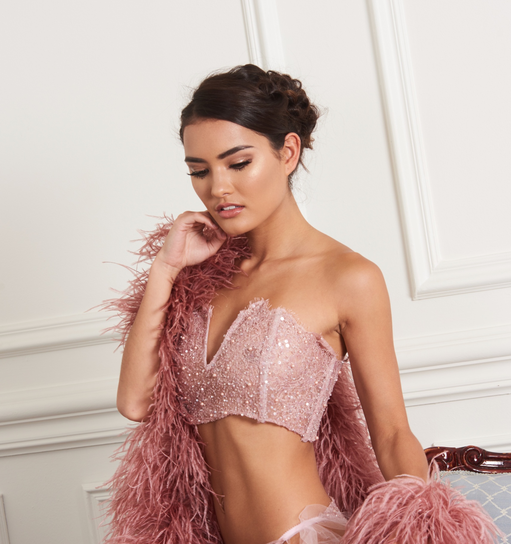Pink sequin corset — Rachel Vale® campaign